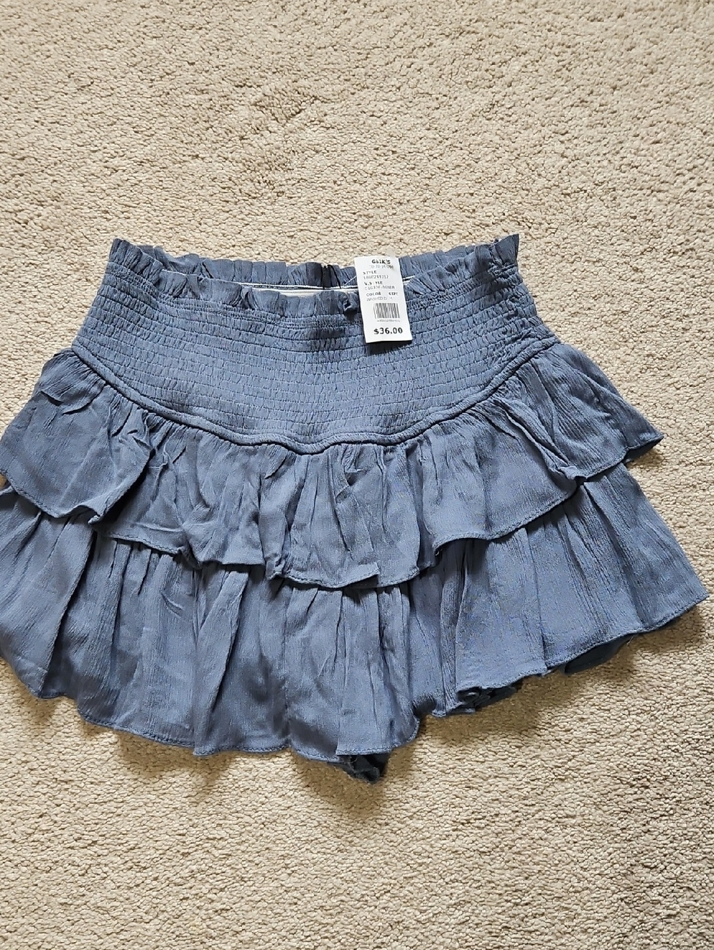 NWT Mustard Seed Dusty Blue Tiered Ruffle Skort
